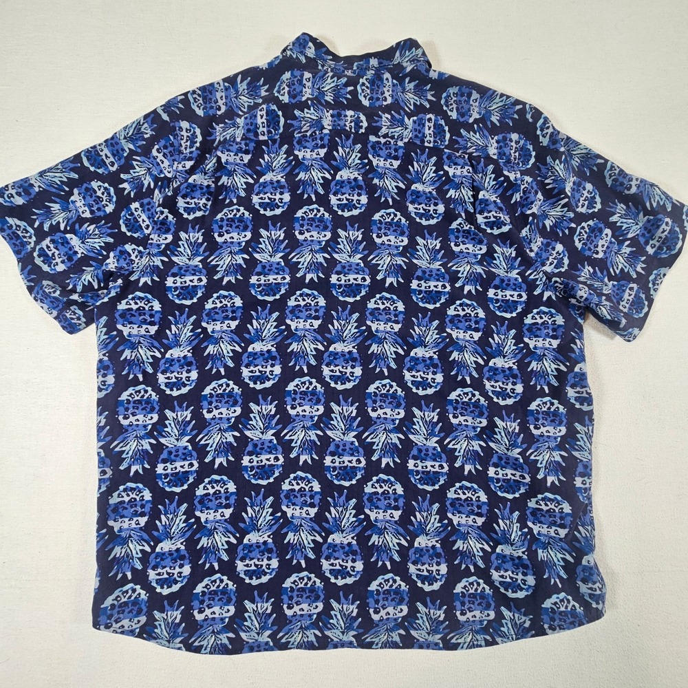 Tommy Bahama Button Down Shirt Mens XXL Blue Pineapple‎ Silk Short Sleeve - Picture 5 of 11